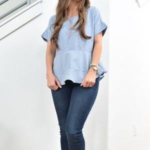 ❤️4for$20! SHEIN Blue White Peplum Pinstripe Blouse